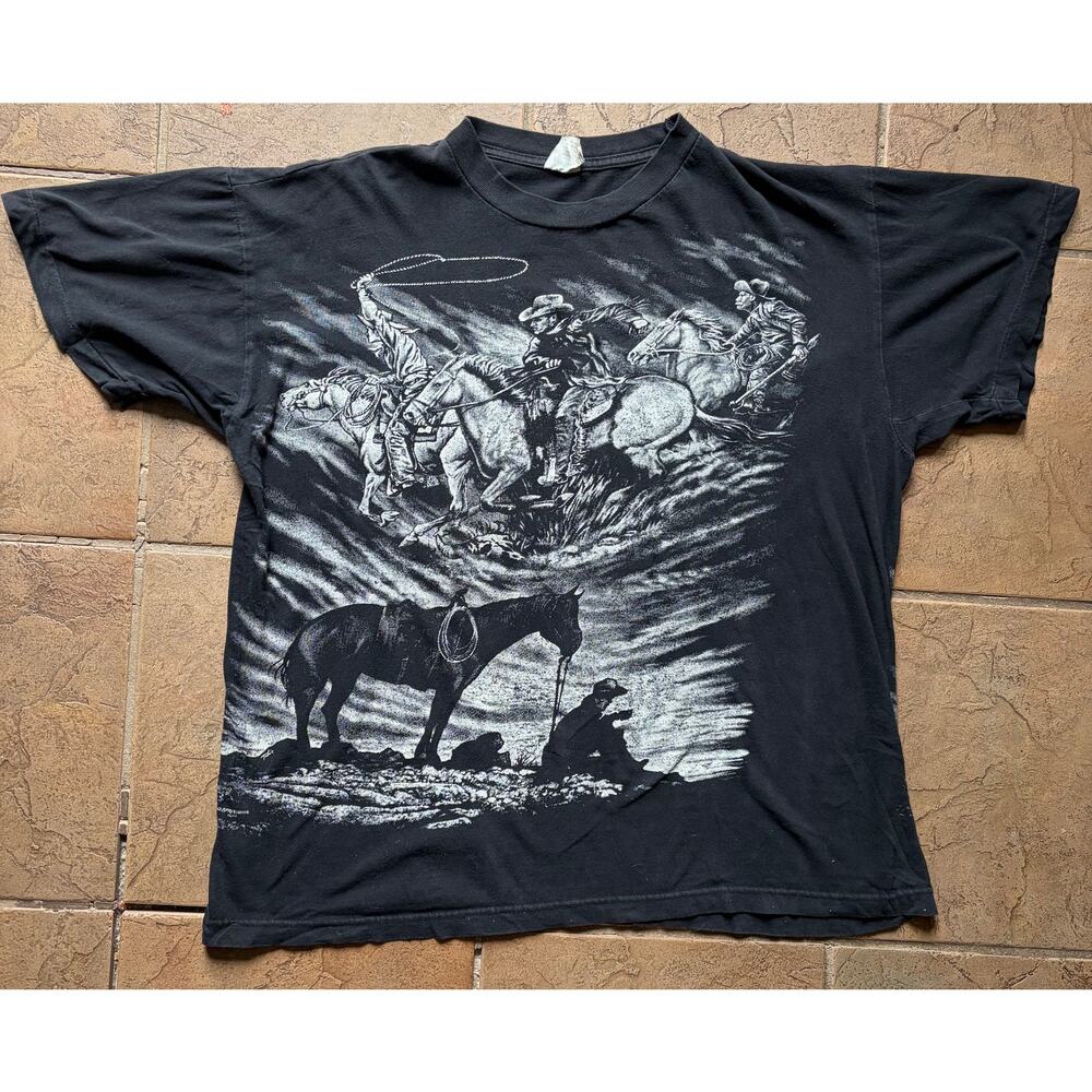 Vintage 90's Six Gun City, NH Cowboy Graphic T Shirt XL Single Stitch